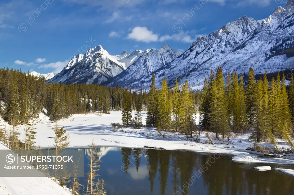 Sawback Mountains in winter, Banff National Park, Alberta, Canada