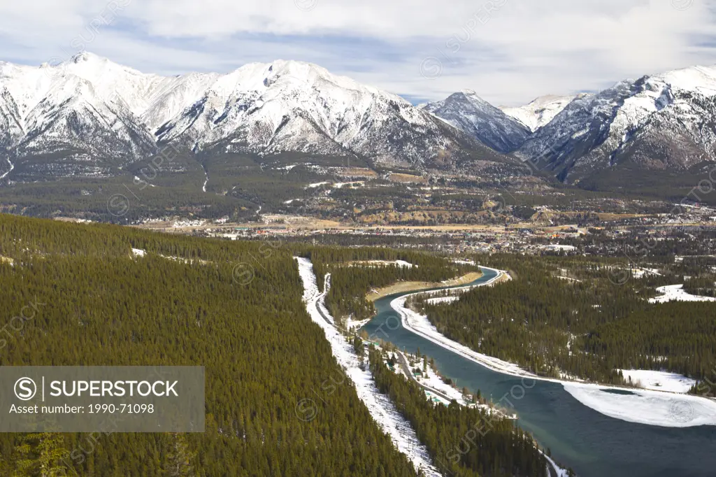 View of Canmore from Spray Trail, Alberta, Canada