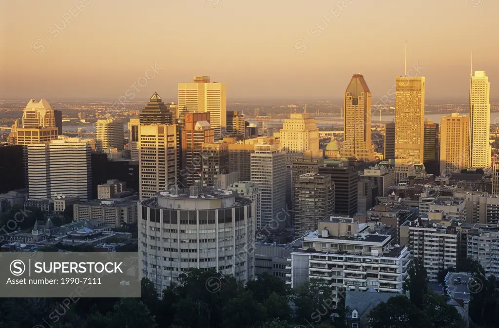 View from Mount Royal at Sunset, Montreal, Quebec, Canada