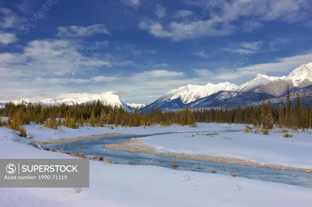 Kootney River in winter, Kootney National Park, British Columbia, Canada