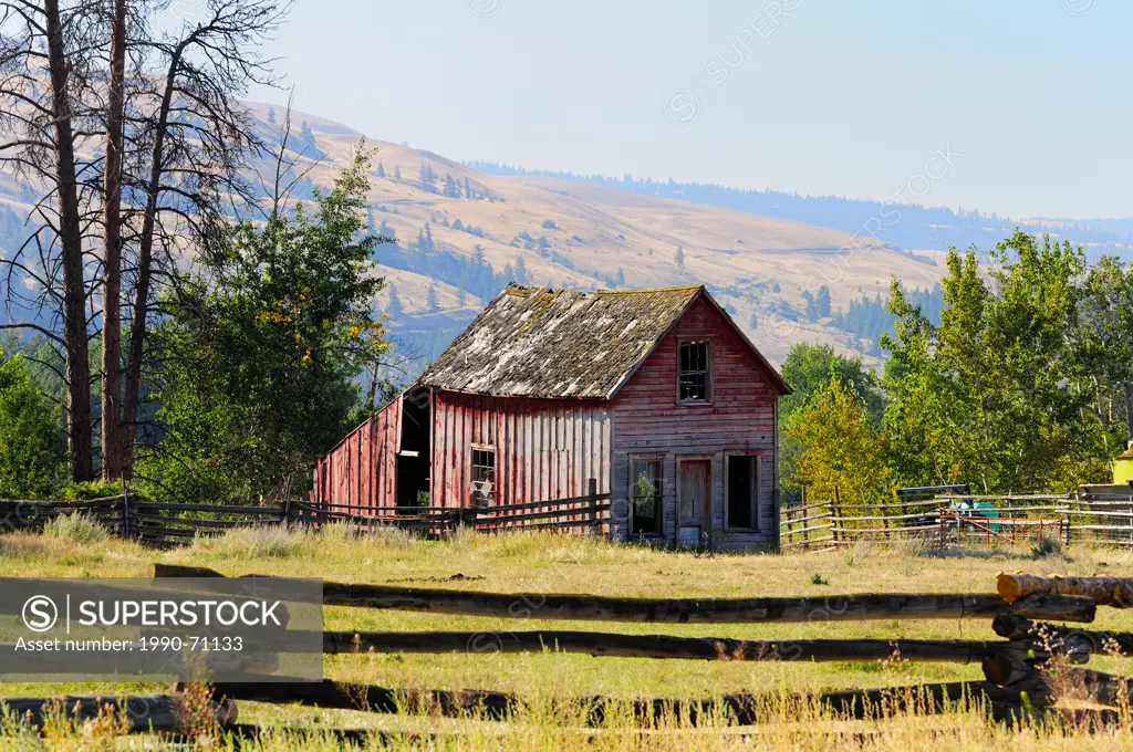 Abandoned building in a field near Monck near Merritt, BC.