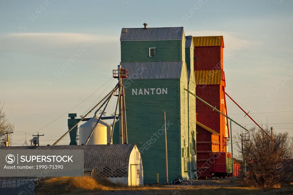 Grain Elevators at Nanton, Alberta, Canada.
