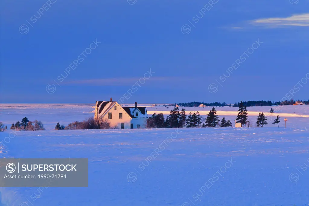 Farmhouse in winter, Tryon, Prince Edward Island, Canada