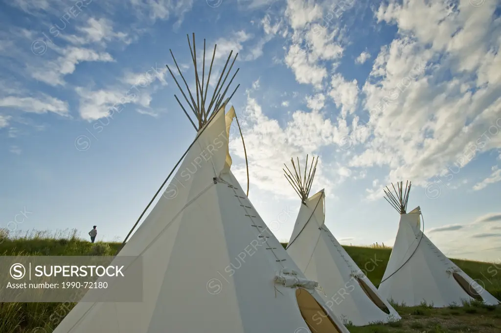 Tipis, The Crossing Resort, edge of the Grasslands National Park, near Val Marie, Saskatchewan, Canada