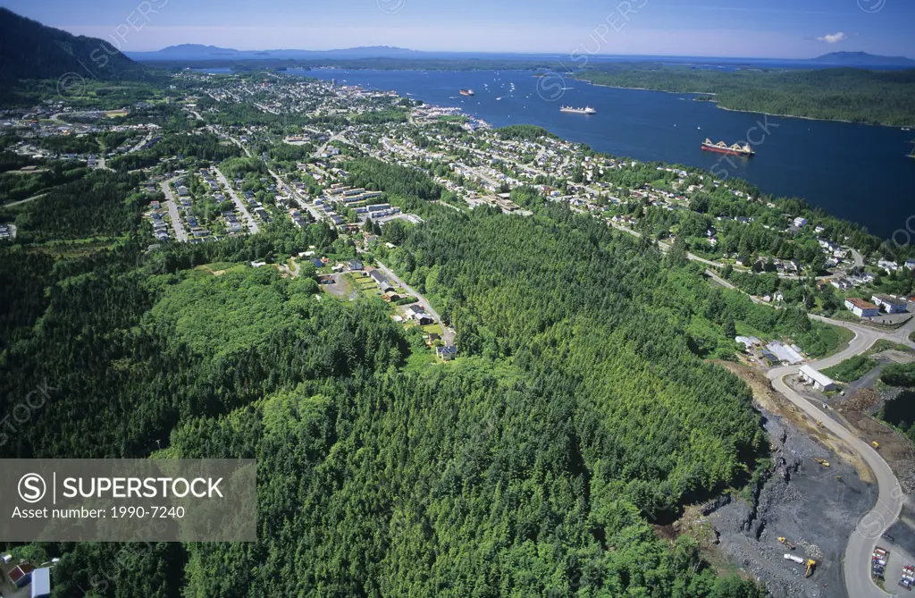Aerial of Prince Rupert, BC North Coast, British Columbia, Canada