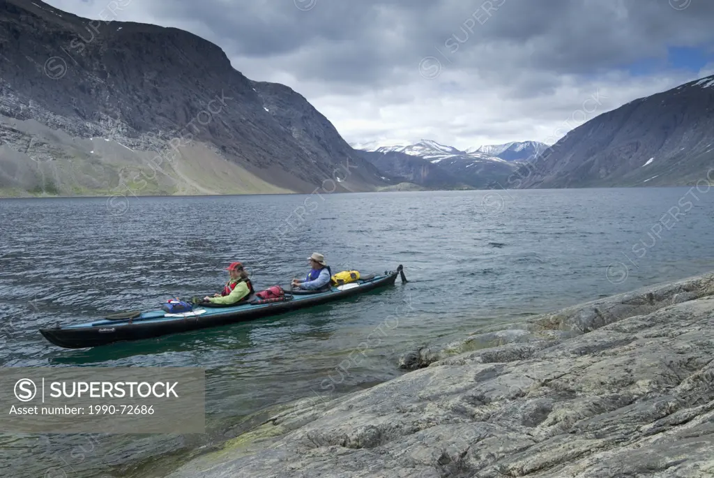 Kayaking, Nachvak Fiord, Torngat Mountains National Park, Labrador, Newfoundland and Labrador, Canada