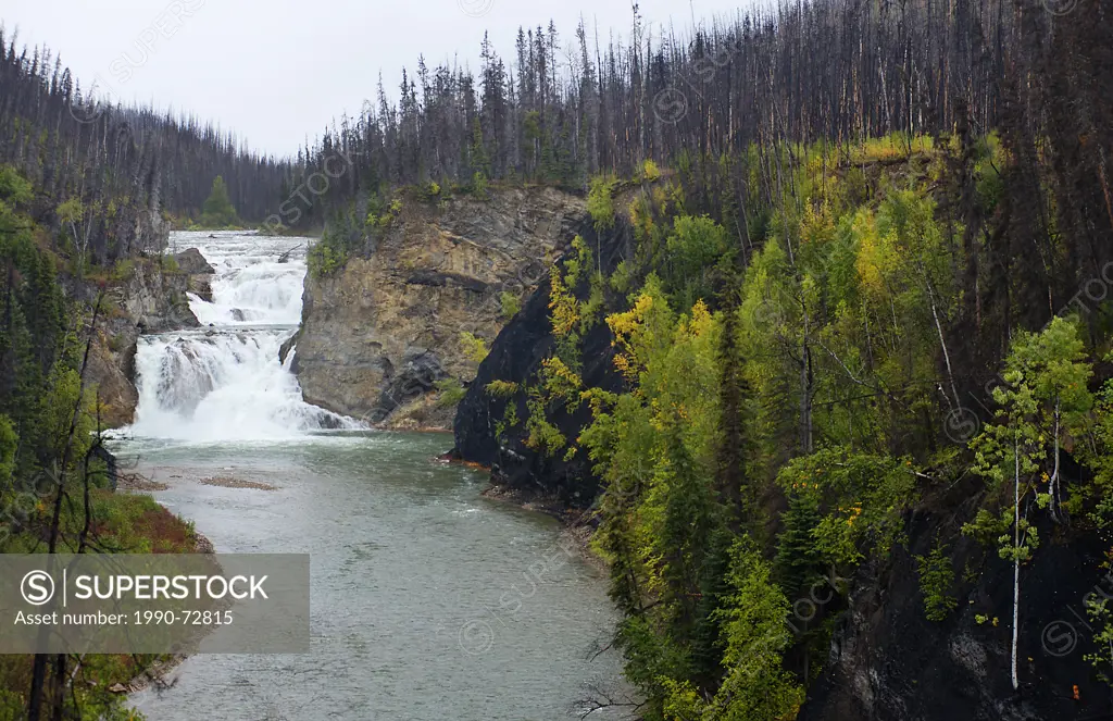 Smith River Falls, Fort Halken Provincial Park, west of Liard River, Highway 97, Northern British Columbia, Canada