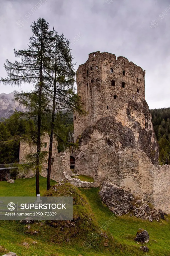 The ruin of Adraz Castle in the Dolomites, Italy
