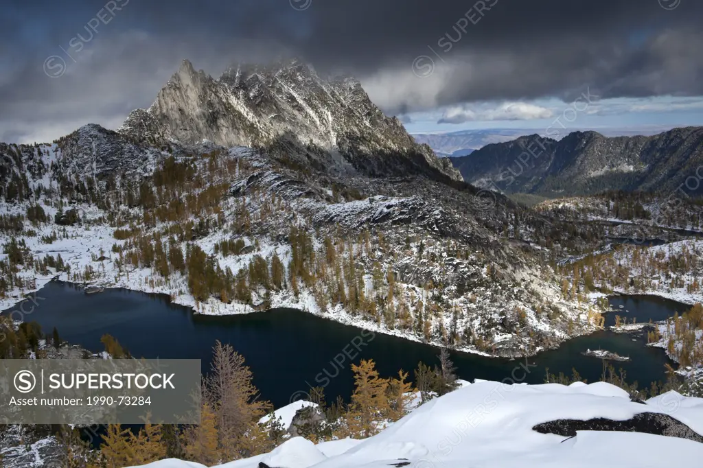 Perfection Lake and Prusik Peak, Enchantments Basin, Alpine Lakes Wilderness, Washington State, United States of America