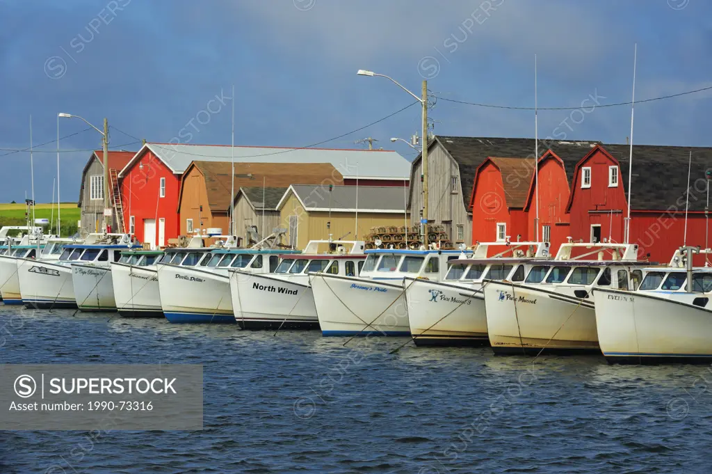 Fishing boats and huts, Malpeque, Prince Edward Island, Canada