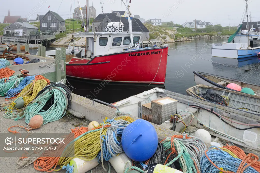 Fishing boats and gear in village, , Peggy's Cove, Nova Scotia, Canada