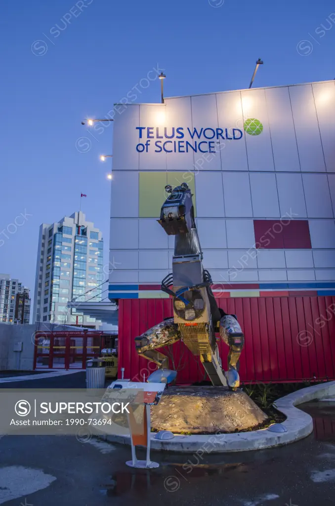 Dinosaur sculpture at Science World, False Creek, Vancouver, British Columbia, Canada