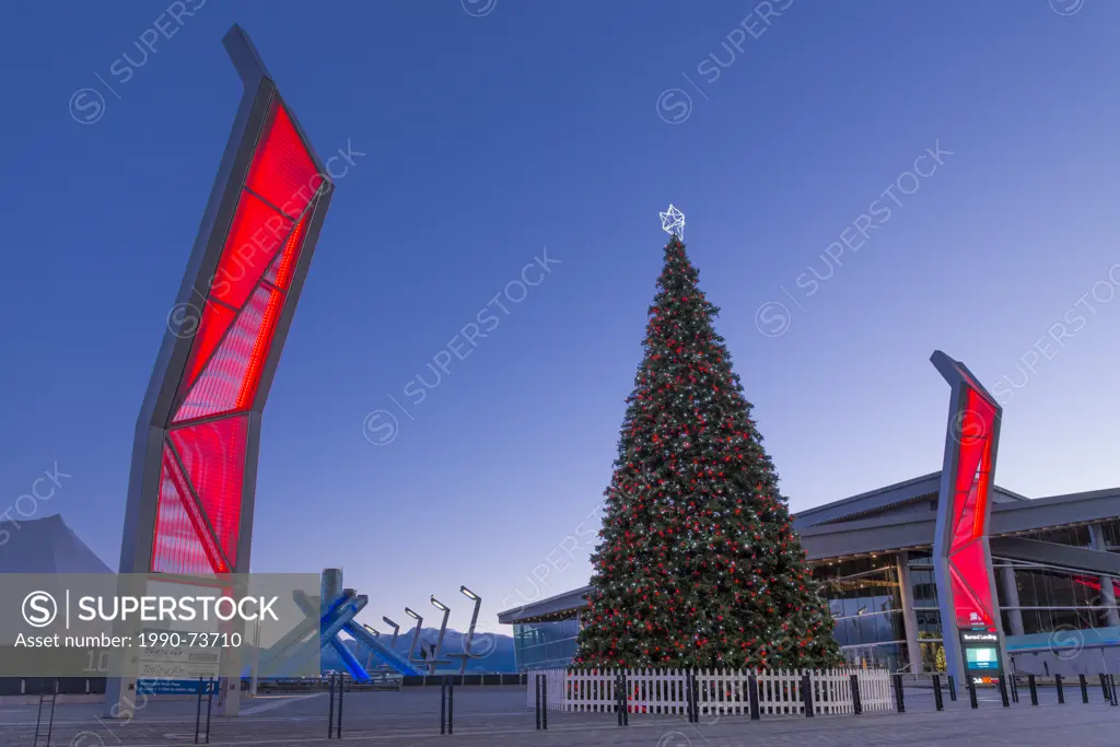 Christmas tree at Jack Poole Plaza, Vancouver, British Columbia, Canada