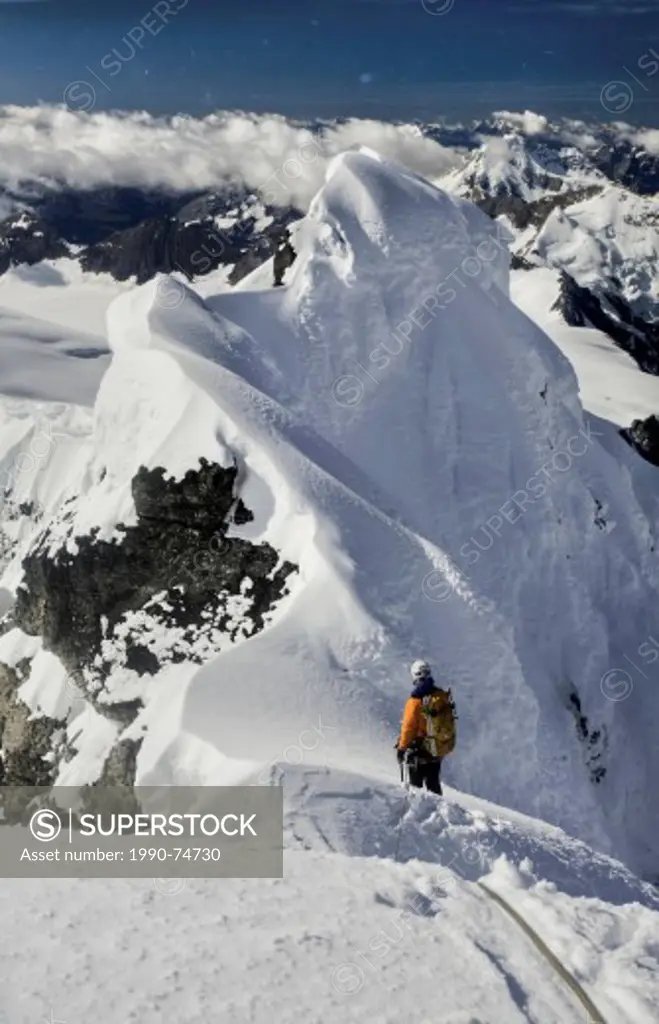 A mountaineer in Lyells, British Columbia, Canada.