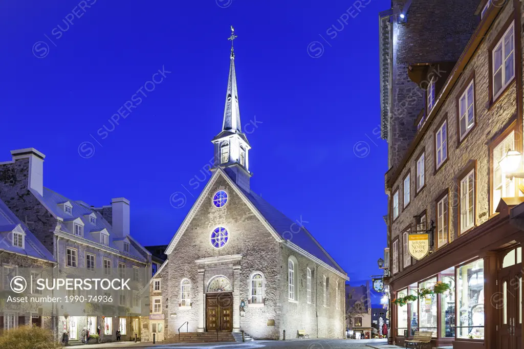 Notre-Dame-des-Victoires Church in Place Royale Square, Quebec City, Quebec, Canada