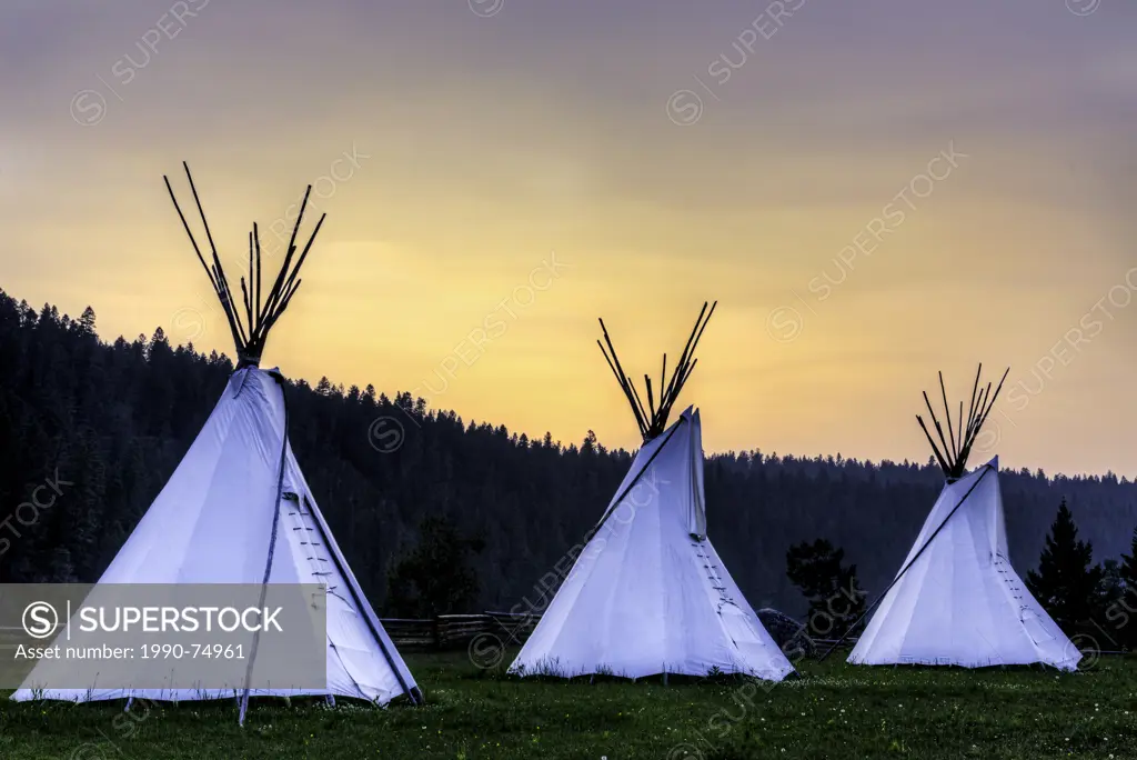 Tipis, Xatsull Village, First Nations Village, Willaims Lake, British Columbia, Canada