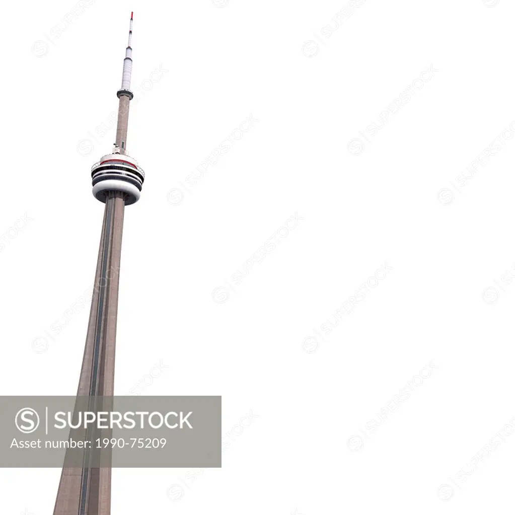Toronto CN Tower isolated on white background with copy space. Photorealistic 3D illustration.