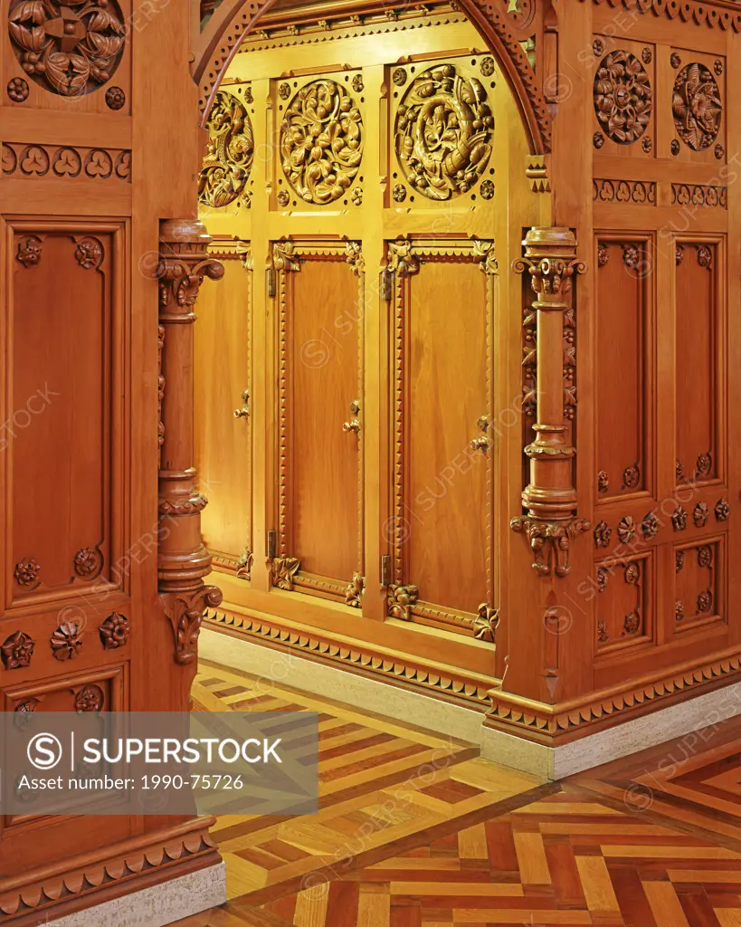 Library of Parliament, Doorway and panelling, Parliament Buildings, Ottawa, Ontario, Canada