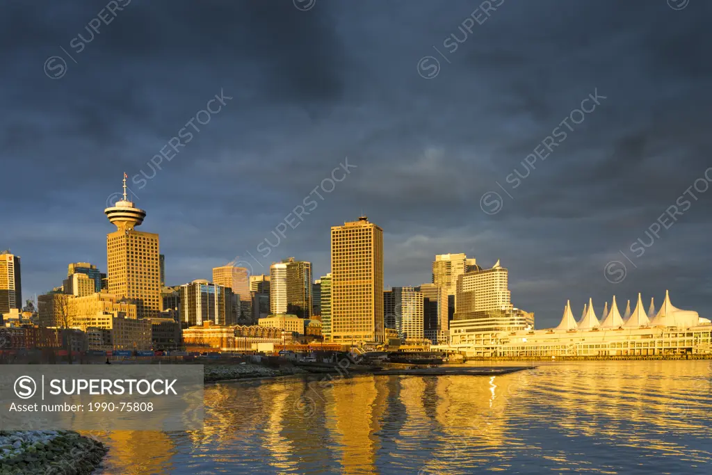 Vancouver skyline at dawn, Vancouver, British Columbia, Canada