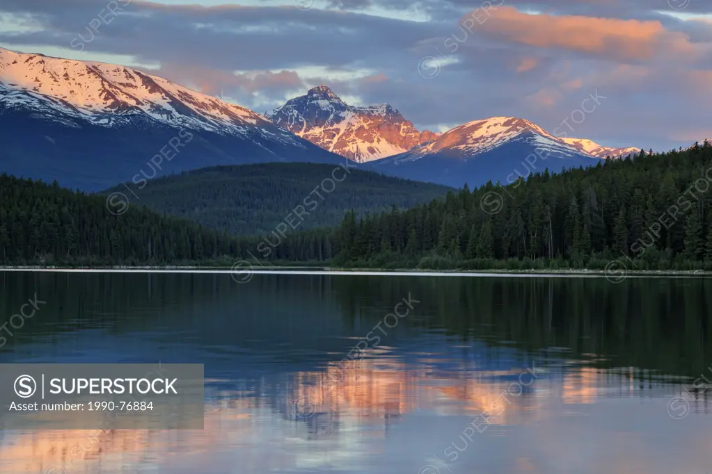 Reflections in Patricia Lake at dawn- Trident Range, Banff National Park, Alberta, Canada
