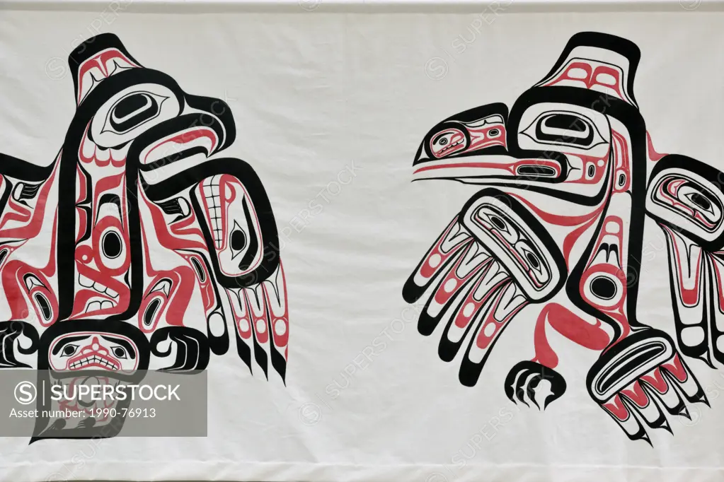 Haida art in the foyer of the Haida Museum, Haida Gwaii (Queen Charlotte Islands)- Skidegate, British Columbia, Canada