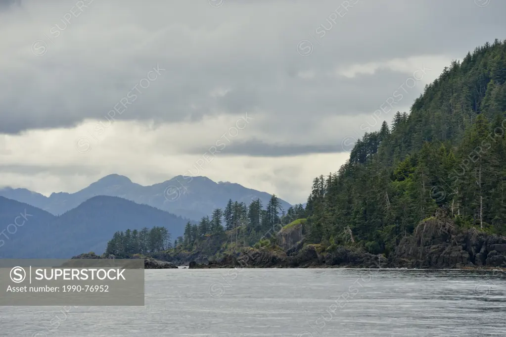 Squall and islands in Juan Perez Sound, Haida Gwaii (Queen Charlotte Islands) Gwaii Haanas NP, British Columbia, Canada