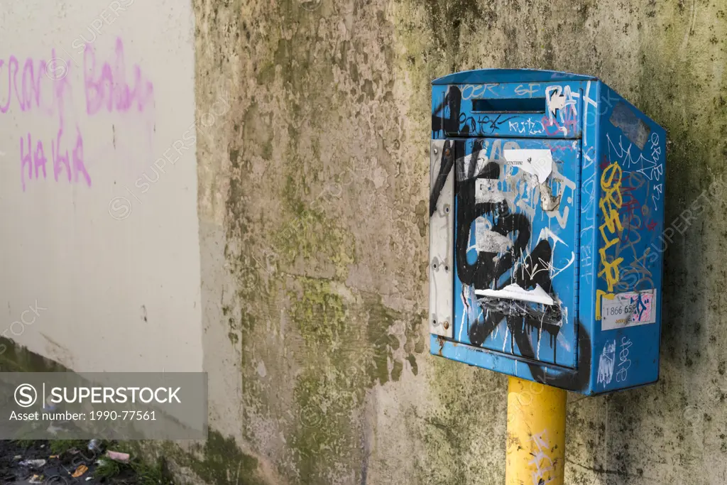 Used needle drop box, DTES, Downtown Eastside, Vancouver, British Columbia, Canada