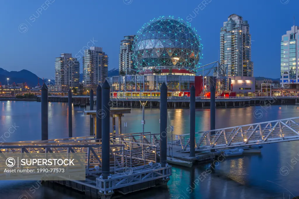 Telus Science World and passenger ferry ramp, False Creek, Vancouver, British Columbia, Canada
