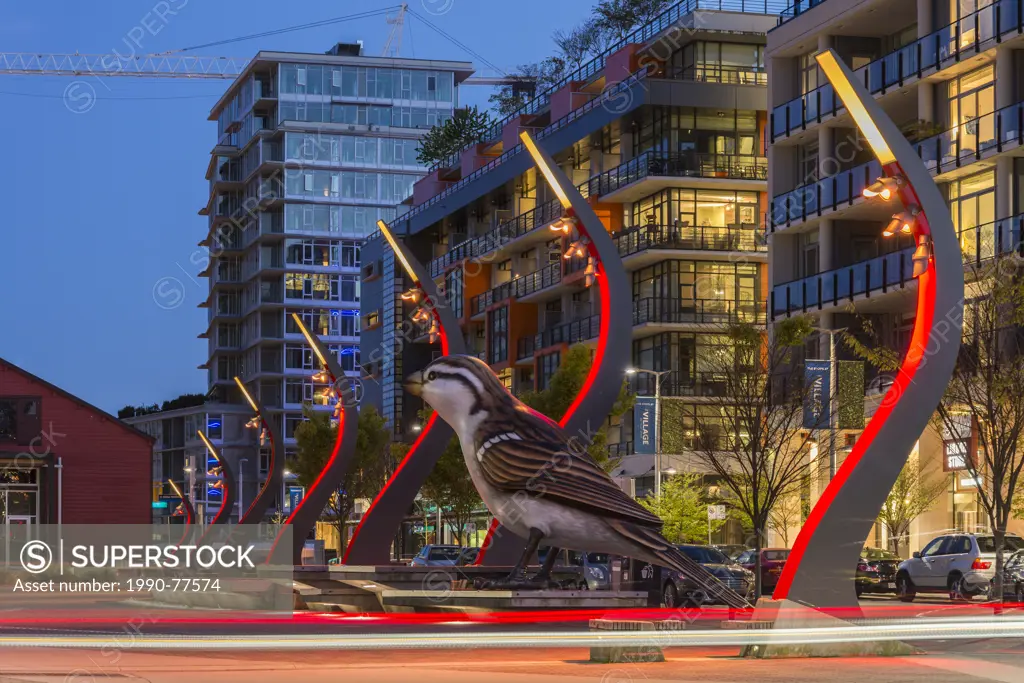 Giant Sparrow sculpture, Olympic Village Square, Vancouver, British Columbia, Canada