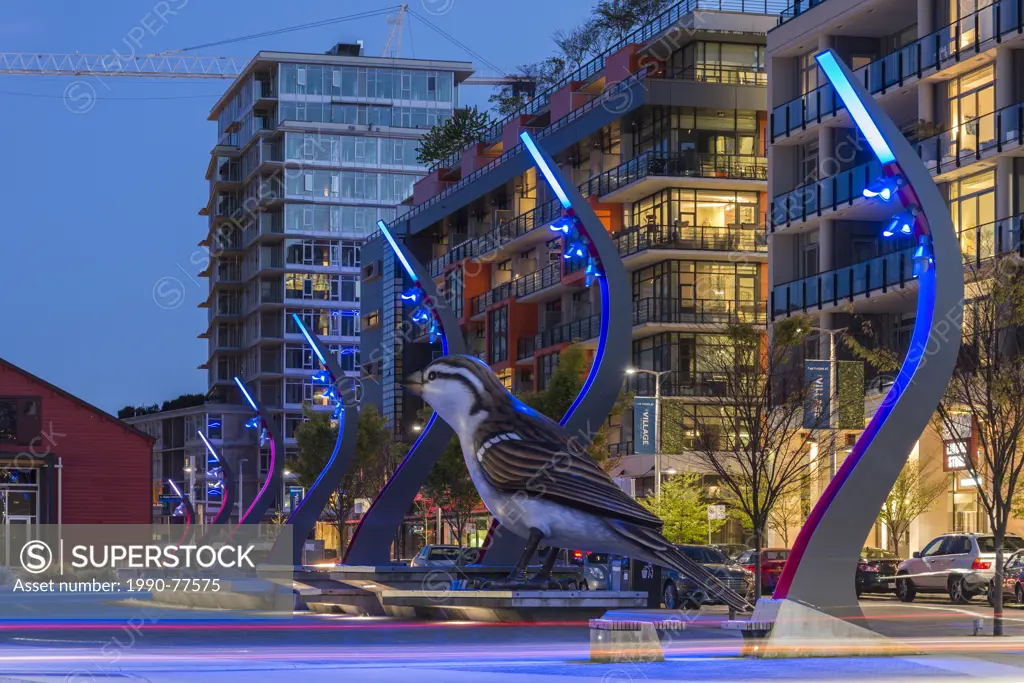 Giant Sparrow sculpture, Olympic Village Square, Vancouver, British Columbia, Canada