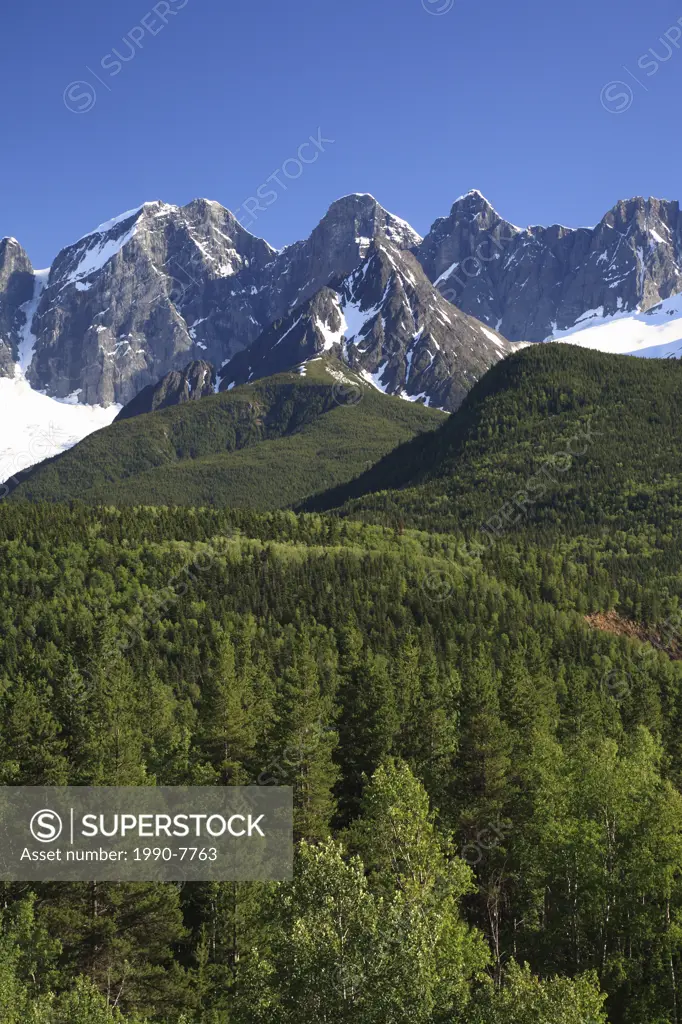 The Seven Sisters mountains at Kitwanga, British Columbia, Canada