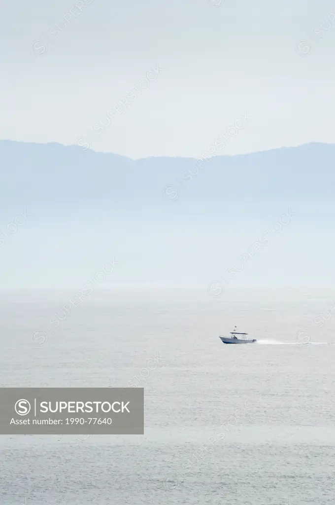 Small motor boat on the sea