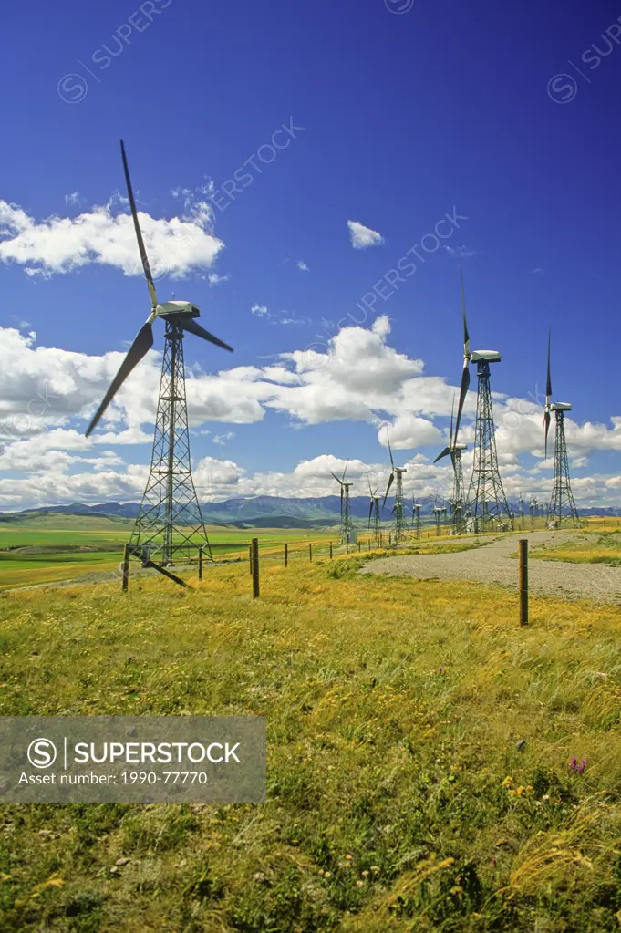 Wind turbines, Cowley Ridge Wind Power Inc. Pincher Creek, Alberta, Canada