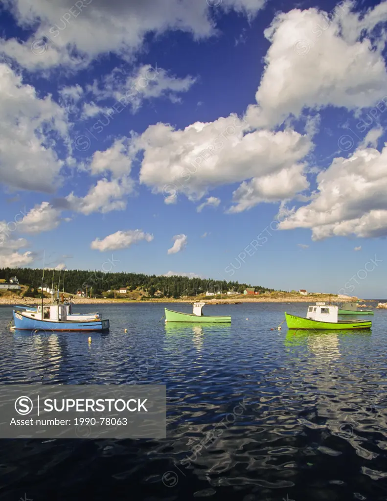 Fishing boats anchoed in New Haven Harbour, Cape Breton, Nova scotia, Canada