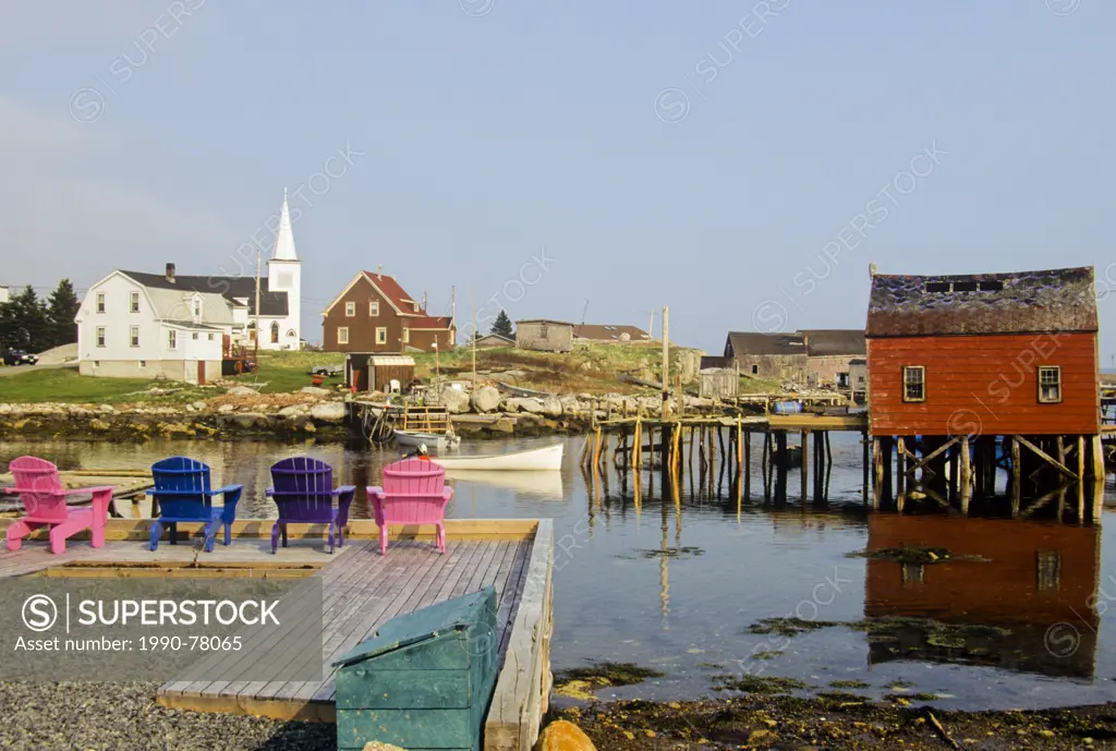 Adirondack Chairs on wharf, Prospect, Nova Scotia, Canada