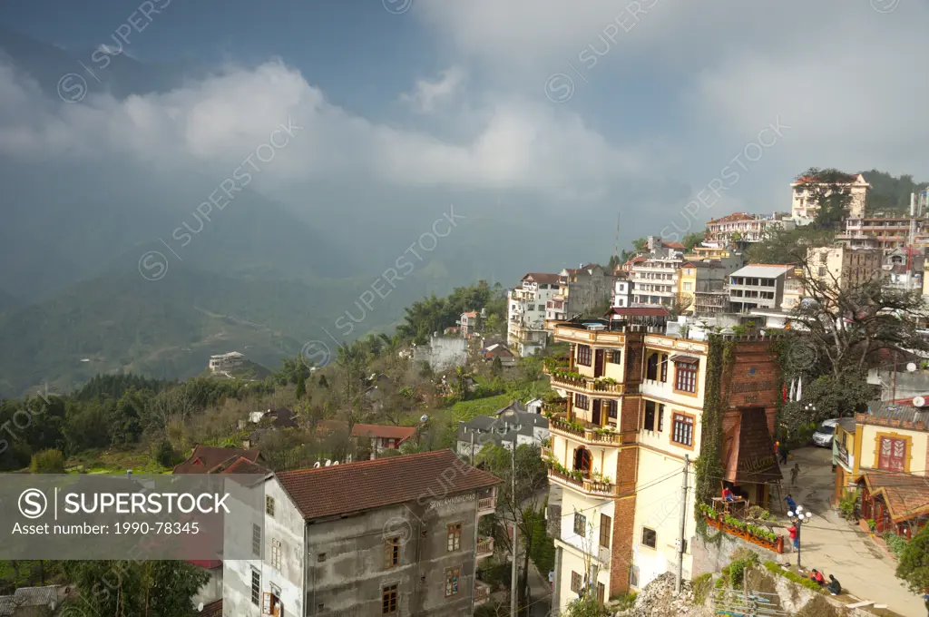 Sapa, Vietnam with the Hoang Lien Son range behind, the most eastern part of the Himilayas