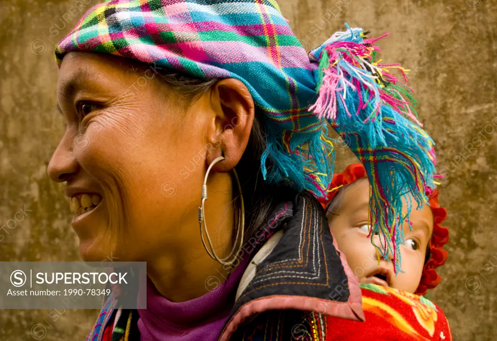 Hmong woman with her baby in Sapa, Vietnam