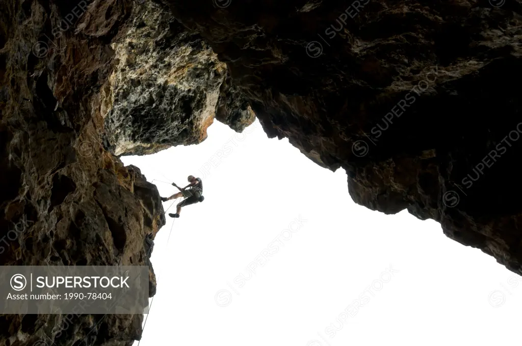 Rock climbing at Playa Fronton, Dominican Republic