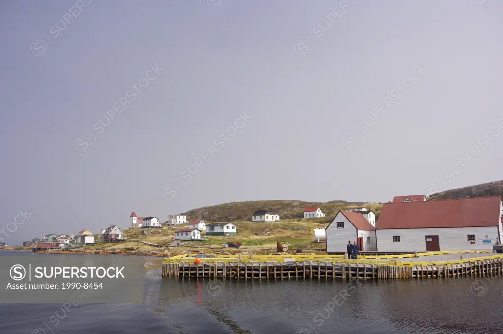 Wharf and storage buildings in the historic fishing village of Battle Harbour situated on Battle Island at the entrance to the St Lewis Inlet, Viking ...