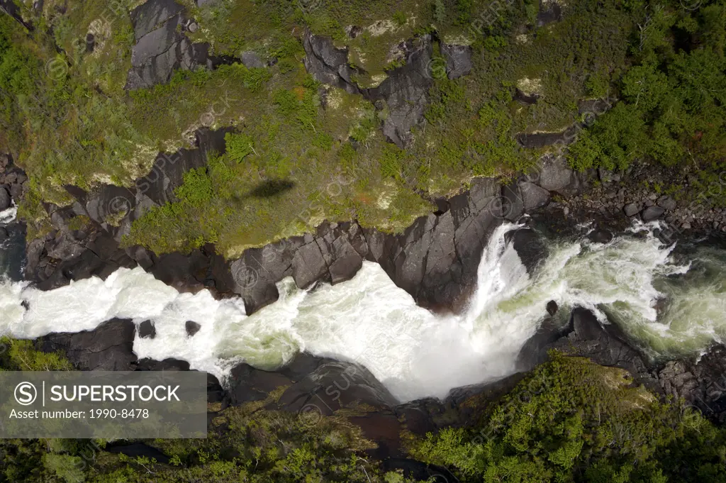 Waterfall, Rifflin´ Falls un-named, in the Mealy Mountains, Southern Labrador, Newfoundland & Labrador, Canada