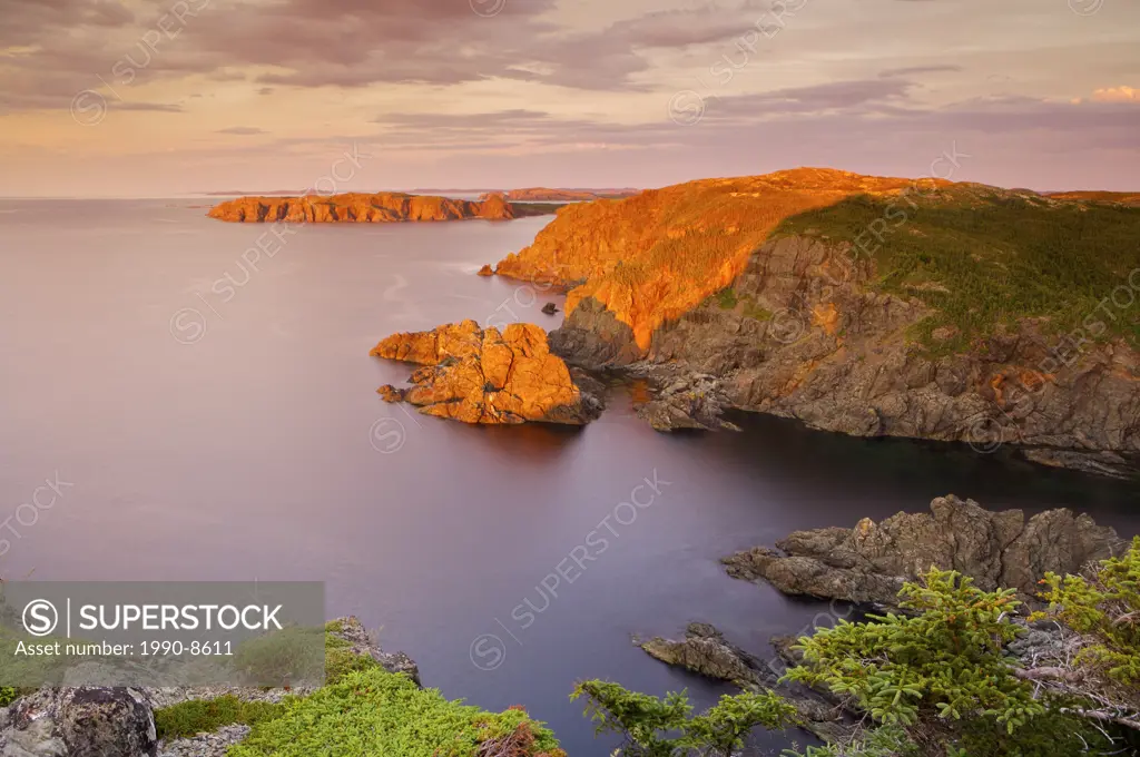 Coastal scenery seen from just below the Twillingate Long Point Lighthouse, Twillingate, Road to the Isles, North Twillingate Island, Notre Dame Bay, ...