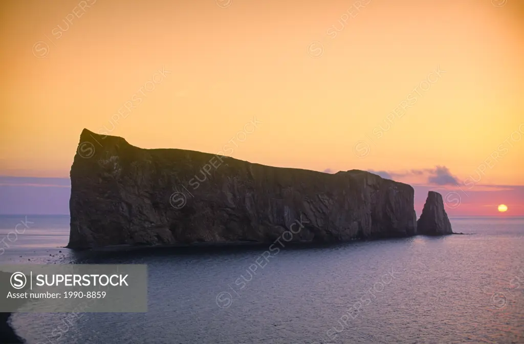 Perce Rock at sunrise, Gaspe, Quebec, Canada