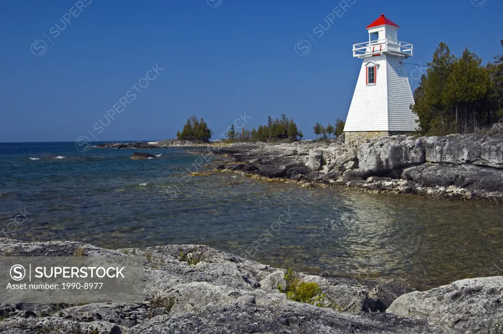 Lighthouse on Manitoulin Island, world´s largest freshwater island, South Baymouth, Ontario, Canada.
