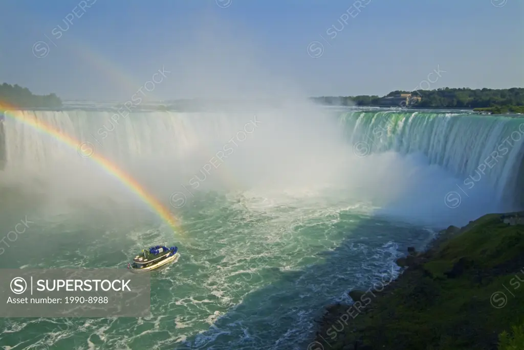 Rainbow and Maid of the Mist tours boat at Niagara Falls, Ontario, Canada.