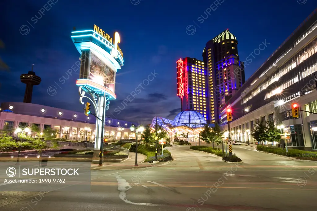 Niagara Falls Casino at night, Ontario, Canada.