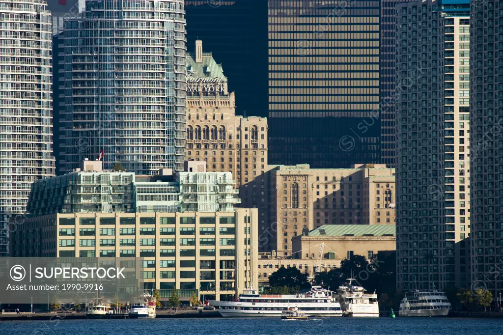 View of downtown Toronto from Centre Island, Toronto Islands Park, Toronto, Ontario, Canada.