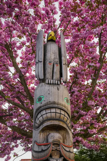 First nations totem pole, Duncan, (City of Totems) British Columbia, Canada