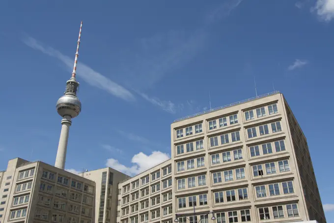 Fernsehturm or Berlin TV Tower and buildings, Berlin, Germany