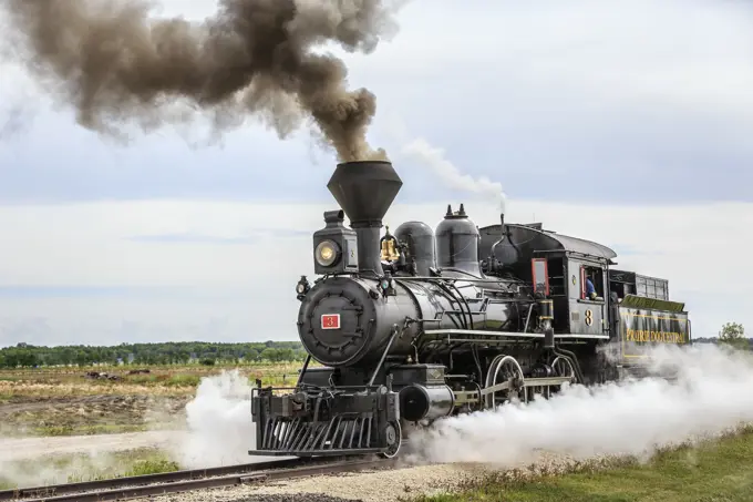Vintage steam locomotive No.3 of the Prairie Dog Central Railway, Winnipeg, Manitoba, Canada.