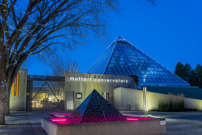 Muttart Conservatory pyramids, a Botanical Garden in Edmonton, Alberta, Canada